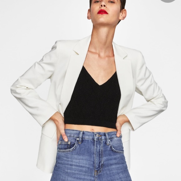 NWT Zara Woman Cotton Blend Double Breasted Blazer